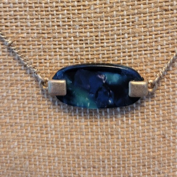 Marbled Blue/Green Beaded Long Necklace - Picture 3 of 10